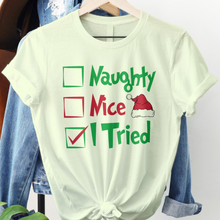 Load image into Gallery viewer, Naughty or Nice Holiday Tee